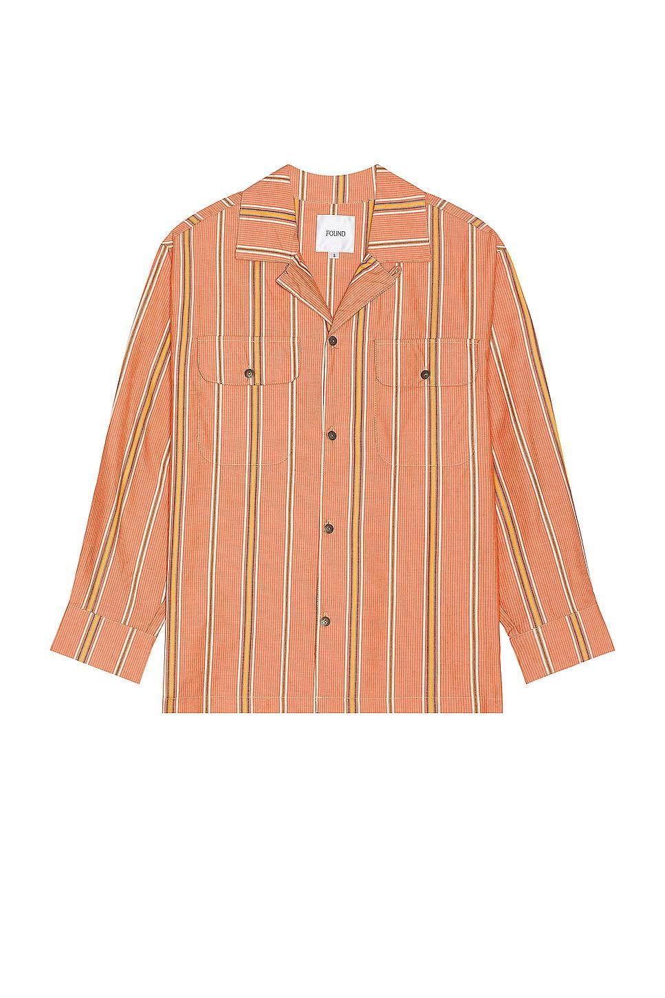 FOUND Citrus Stripe Cotton Button-Up Shirt Product Image