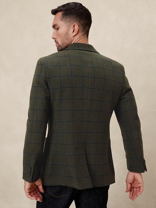 Tailored-Fit Wool-Blend Olive Jacket Product Image