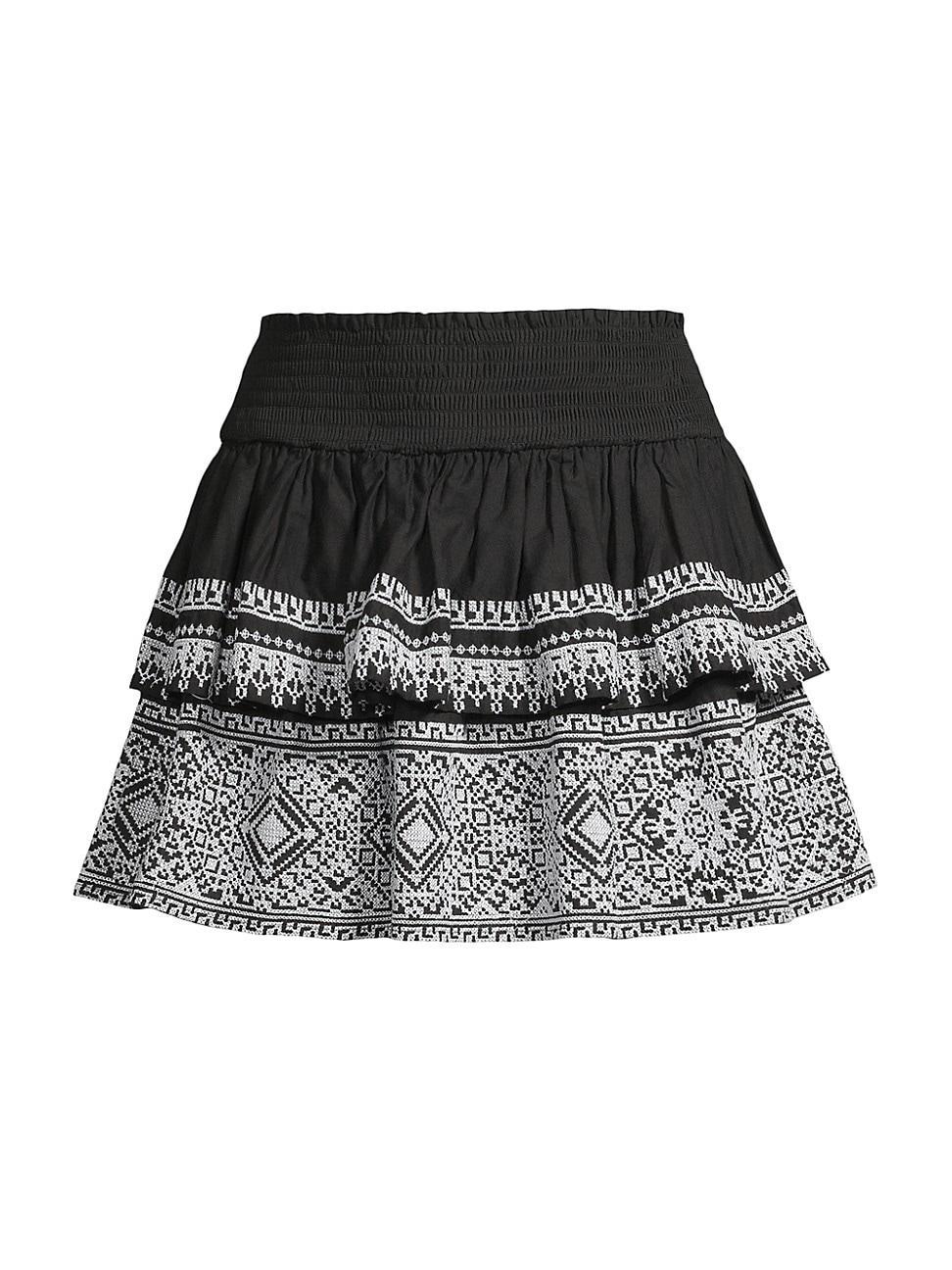 Womens Loretta Embroidered Cotton Flare Miniskirt Product Image