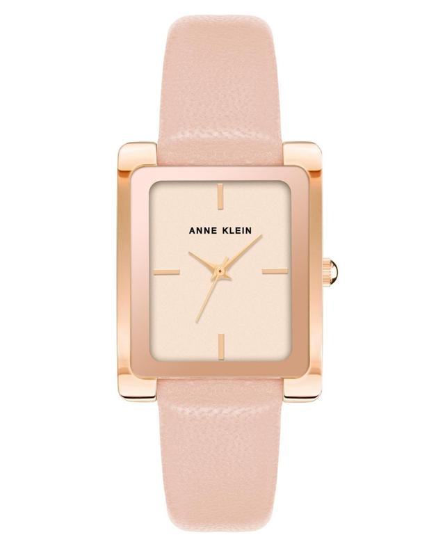 Anne Klein Womens Three-Hand Quartz Blush Genuine Leather Strap Watch, 32mm - Rose Gold-Tone Product Image