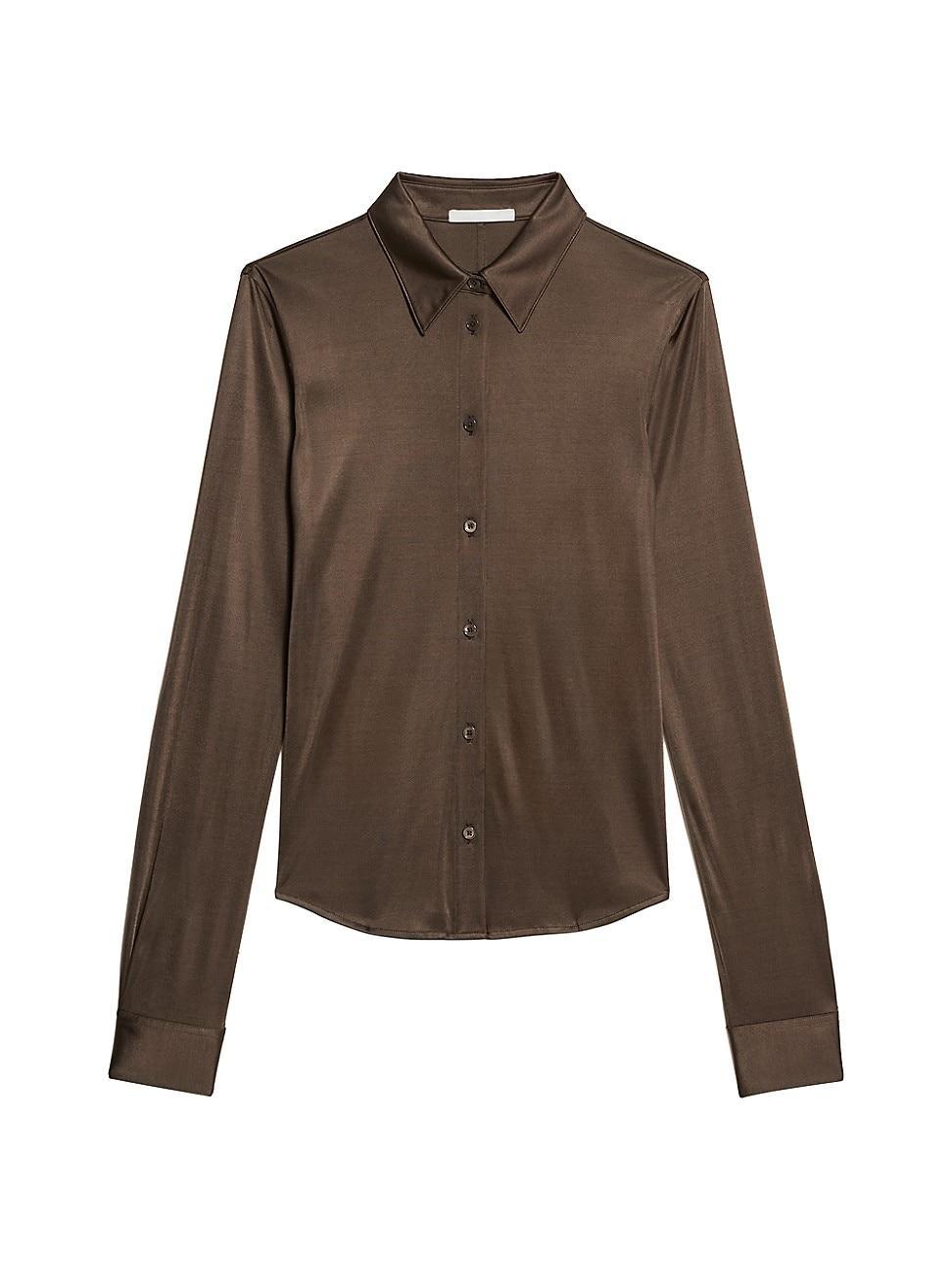 Womens Fluid Long-Sleeve Button-Up Shirt Product Image