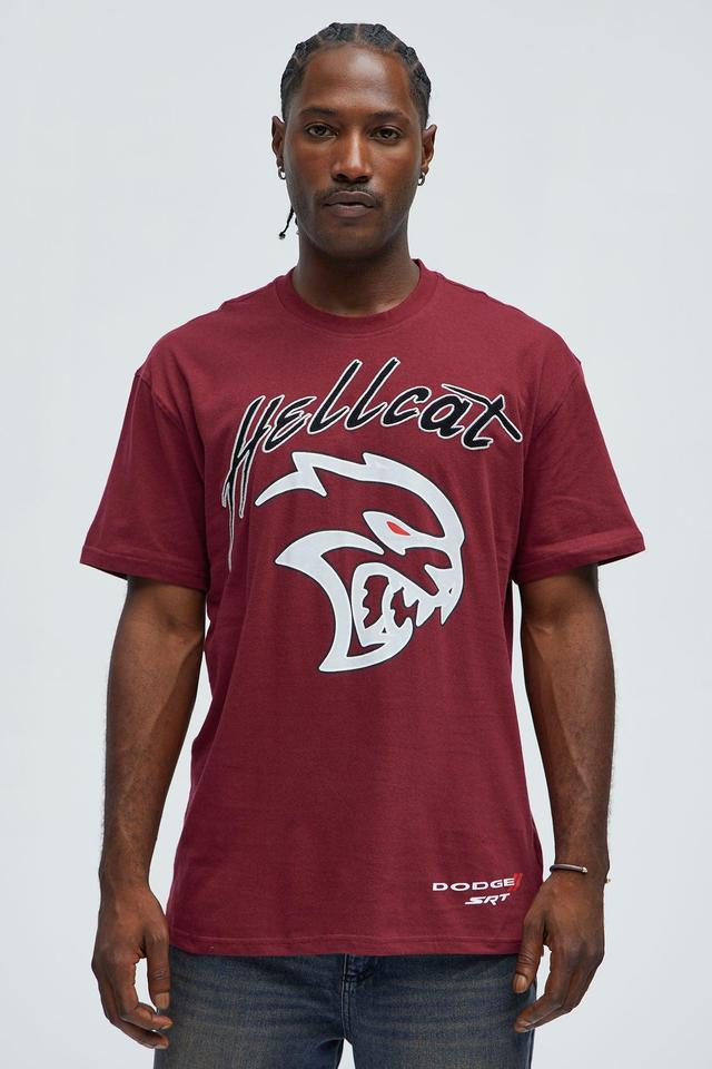 Dodge Hellcat Logo Short Sleeve Tee - Burgundy Product Image