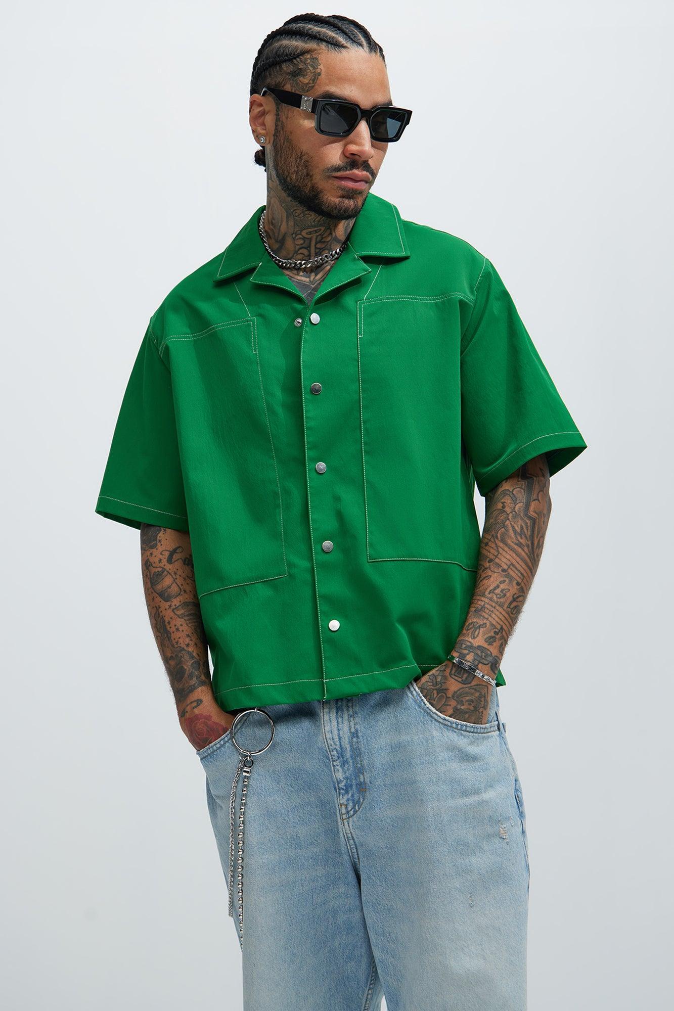 Hudson Contrast Stitching Shirt - Hunter Product Image