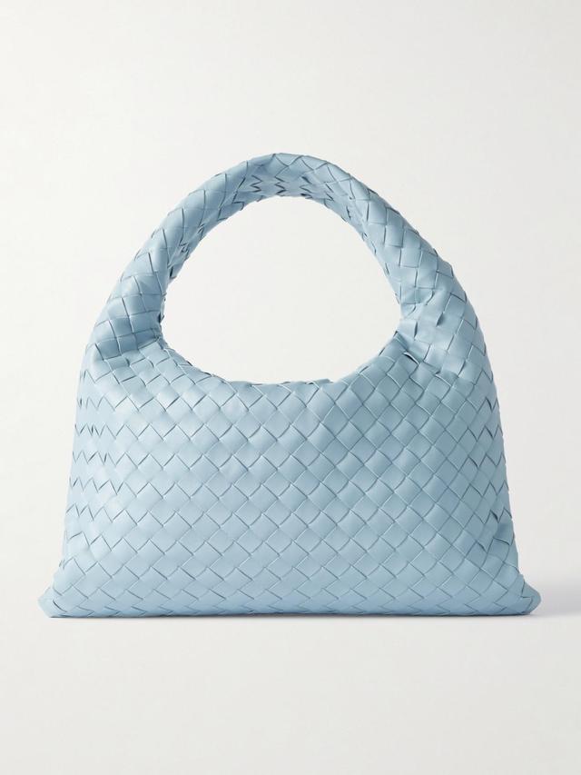 BOTTEGA VENETA Hop Small Intrecciato Leather Tote In White Product Image