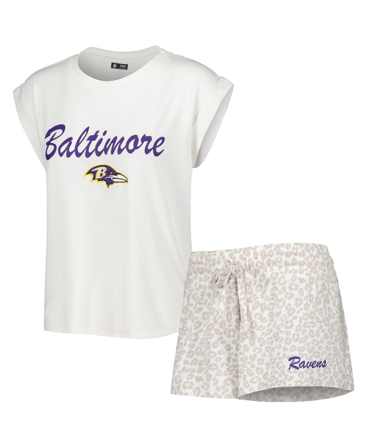 Womens Concepts Sport /Cream Baltimore Ravens Montana Knit T-Shirt & Shorts Sleep Set Product Image