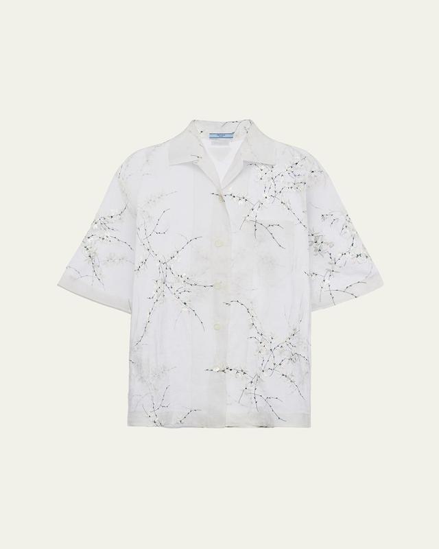 Floral Embroidered Button Down Shirt Product Image