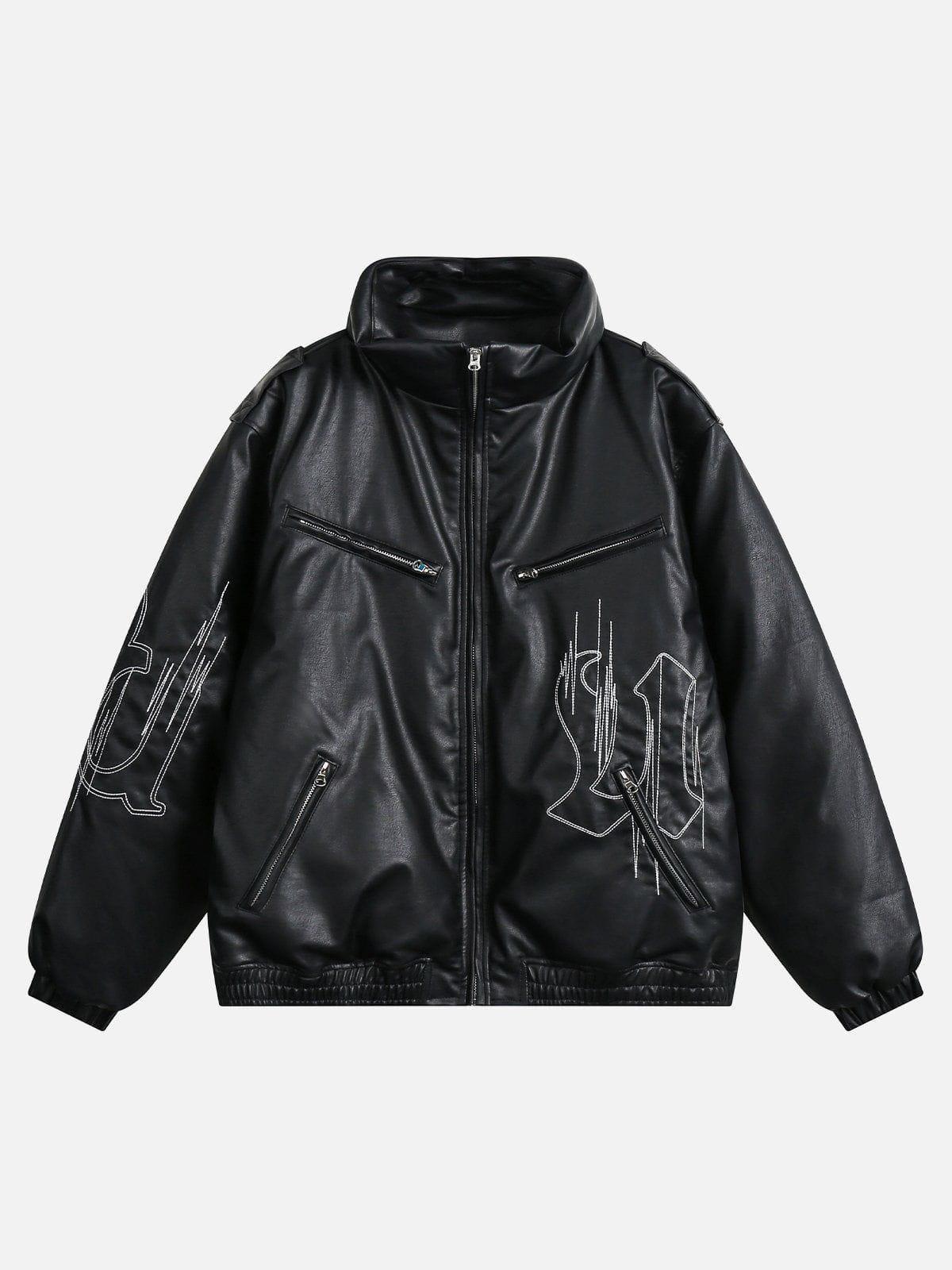 Aelfric Eden Multi Zip Up Leather Coat Product Image