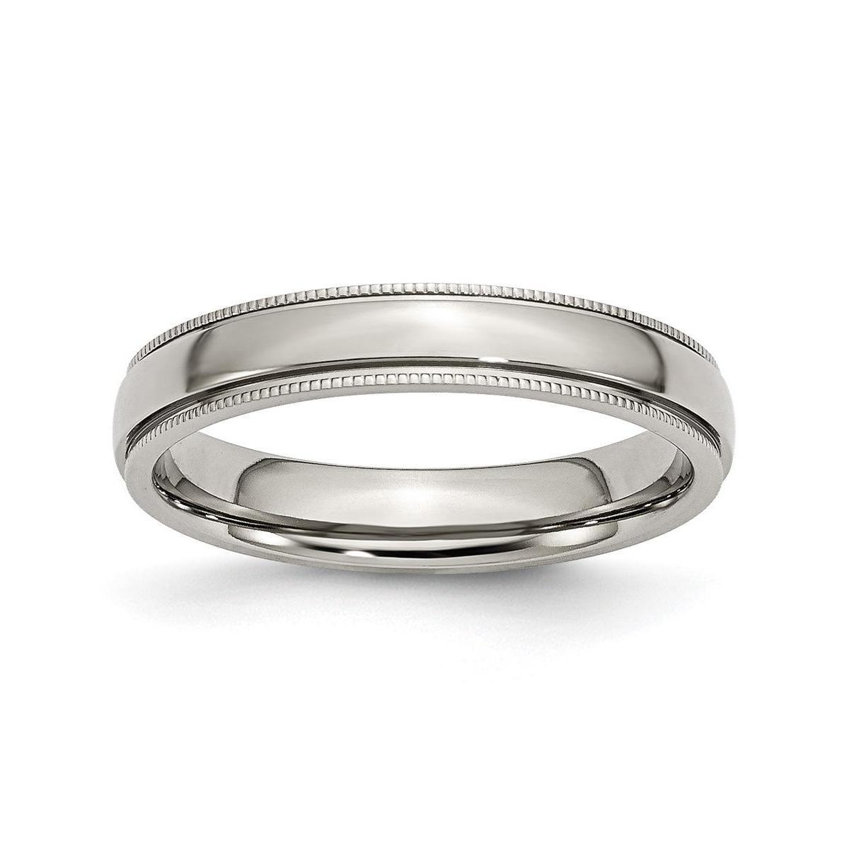 Chisel Stainless Steel Polished 4mm Grooved and Beaded Band Ring Product Image