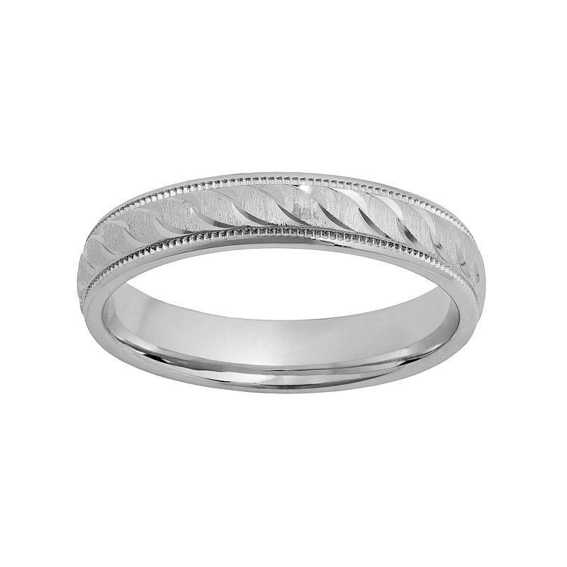 Sterling Silver Textured Wedding Ring, Mens Grey Product Image