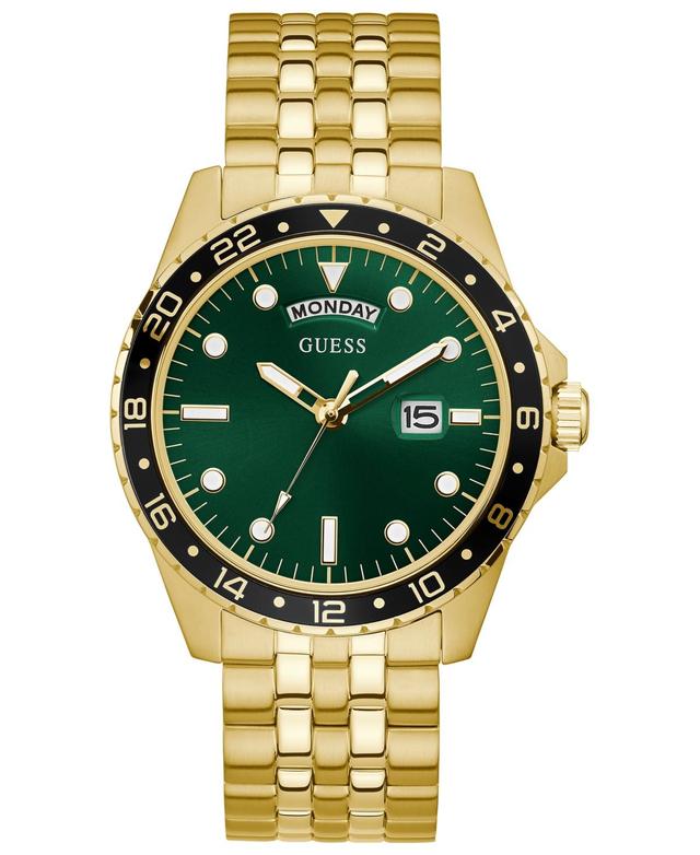 Mens Guess Gold-Tone with Green Sunray Dial Watch - GW0220G2 Product Image