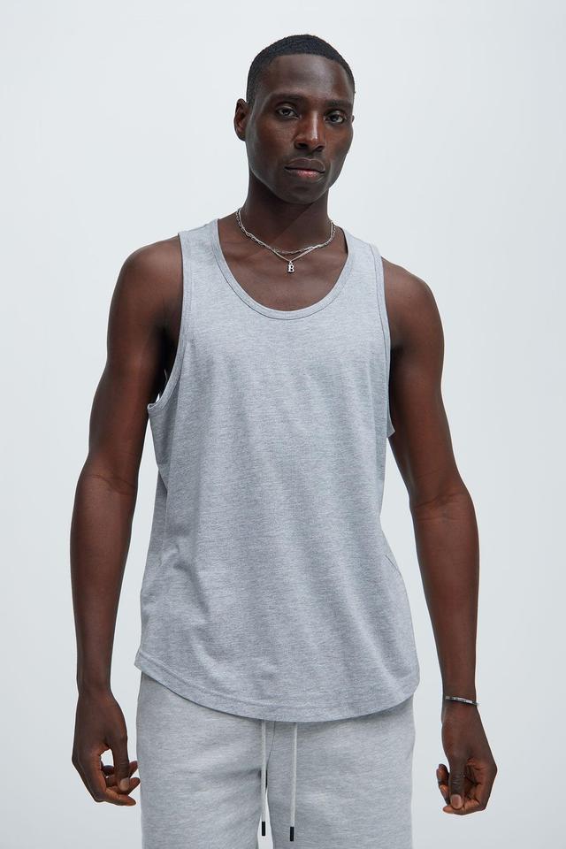 Essential Scallop Tank Top - Grey Product Image