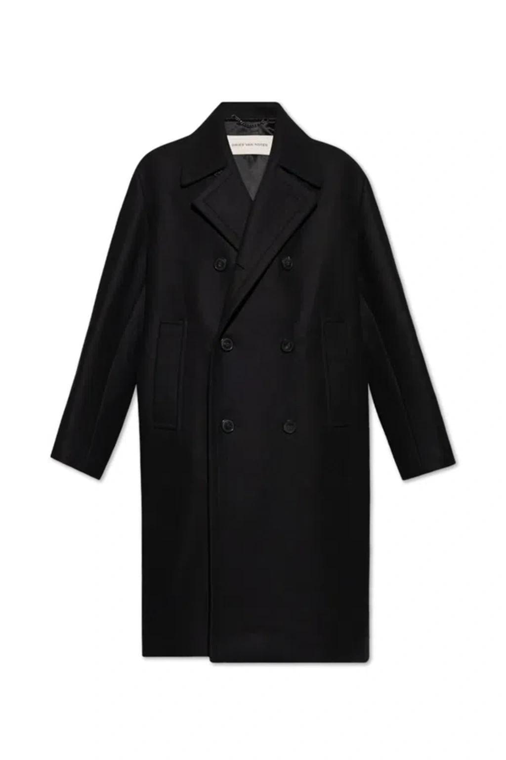 Double-breasted Long Sleeved Coat In Blue Product Image