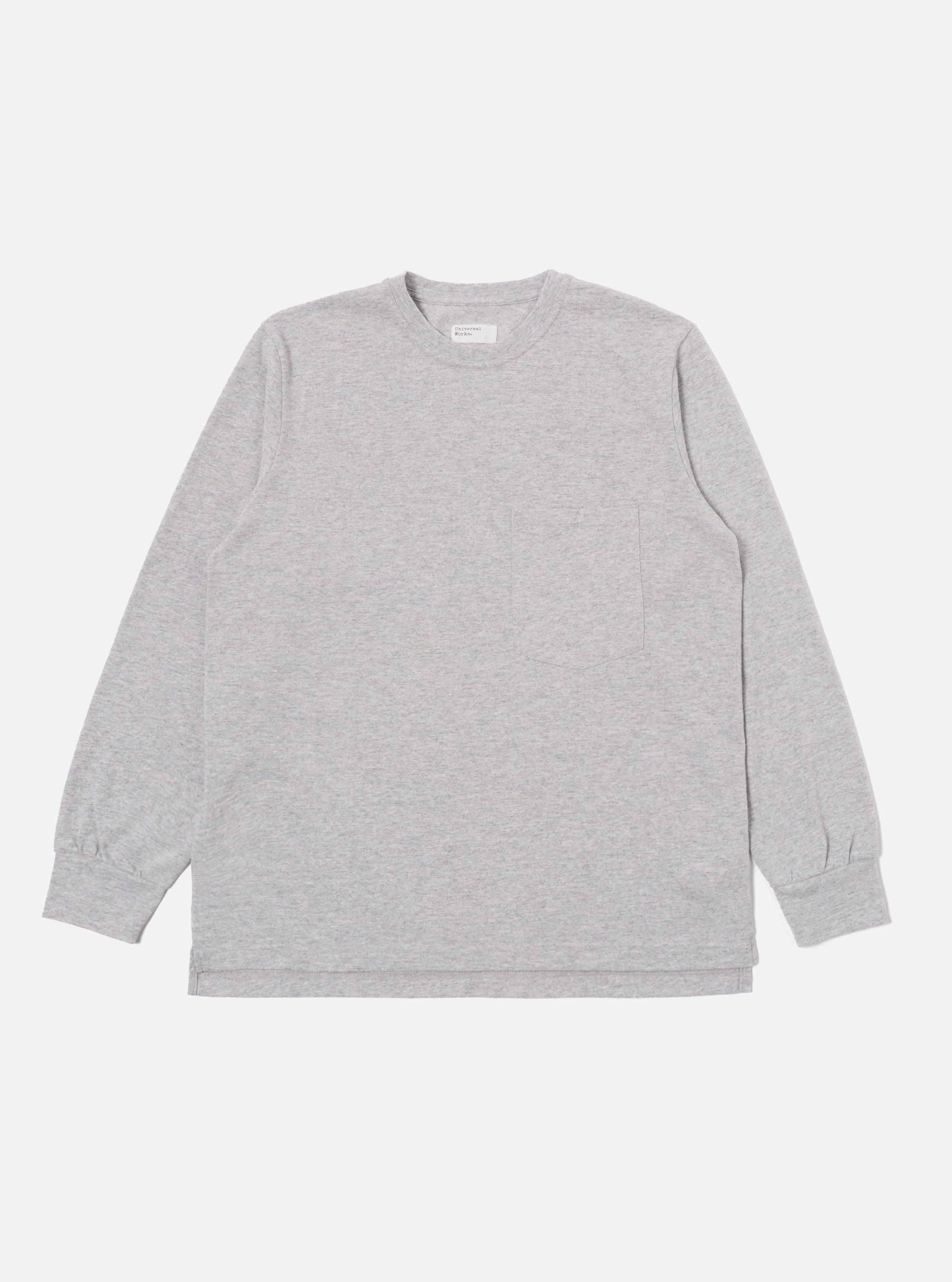 Universal Works Loose L/S Tee in Grey Marl Recycled Wool Mix Product Image