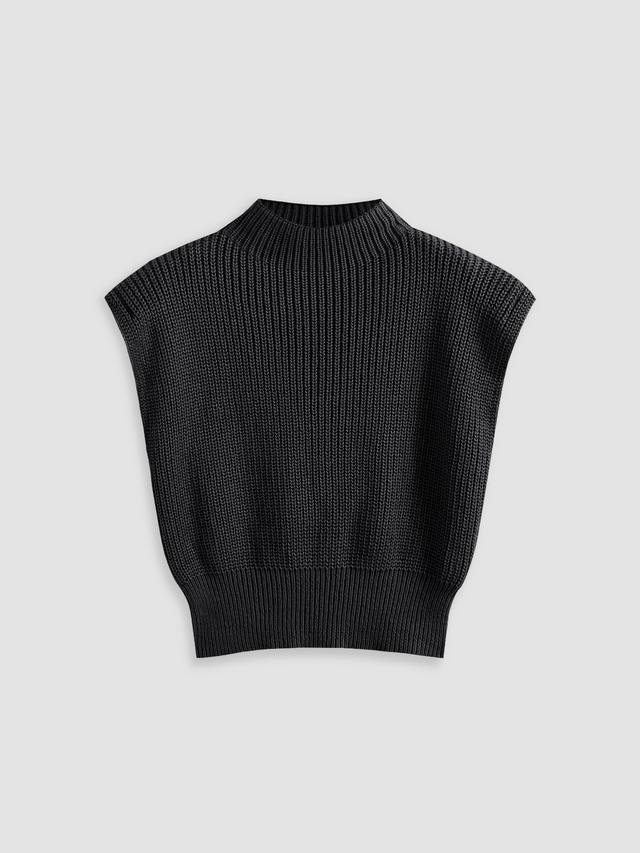 Solid High Neck Knit Vest Product Image