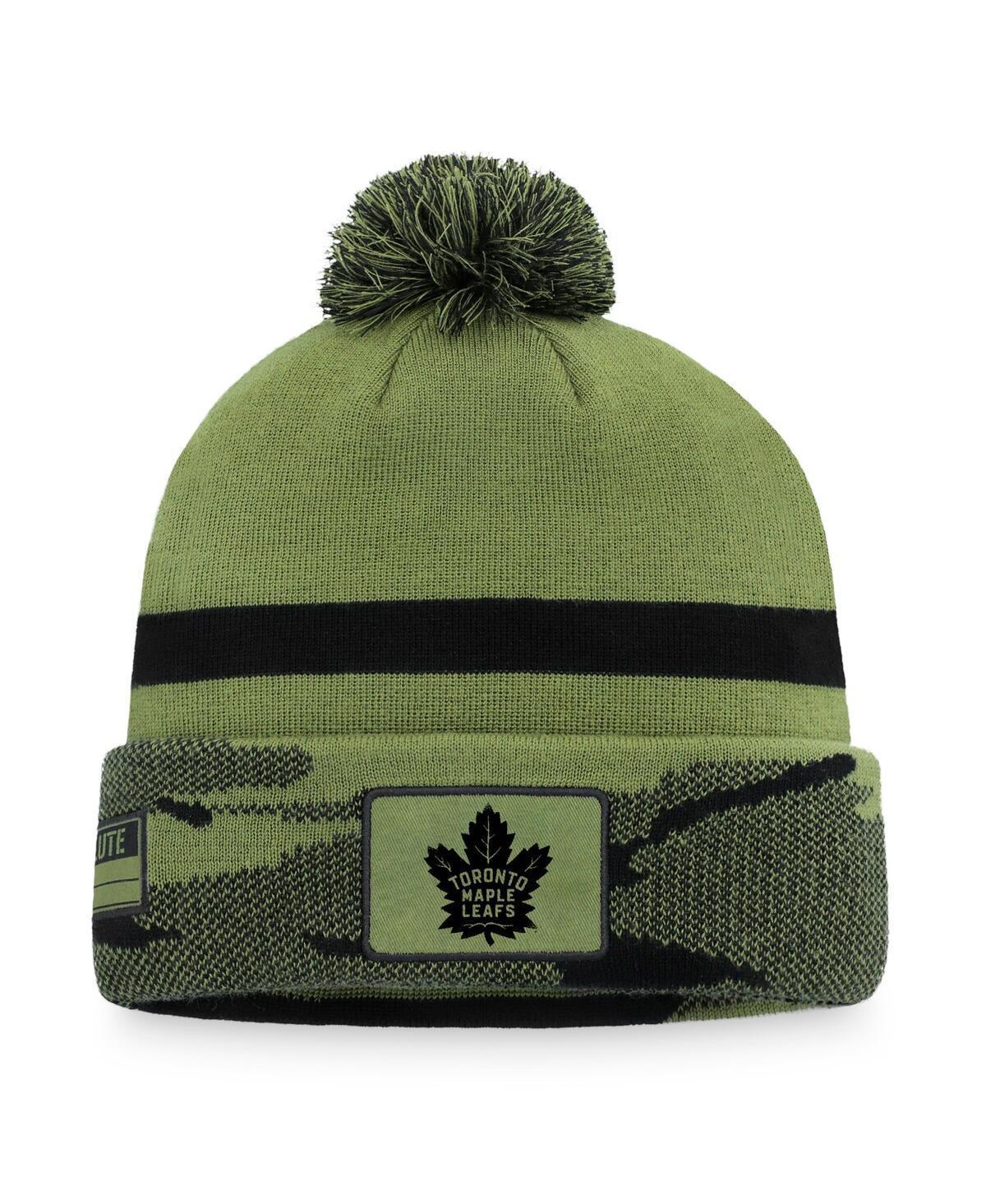 Men's Fanatics Branded Camo Toronto Maple Leafs Military Appreciation Cuffed Knit Hat with Pom Product Image