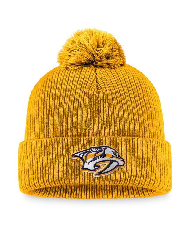 Mens Fanatics Gold Nashville Predators Core Primary Logo Cuffed Knit Hat with Pom Product Image