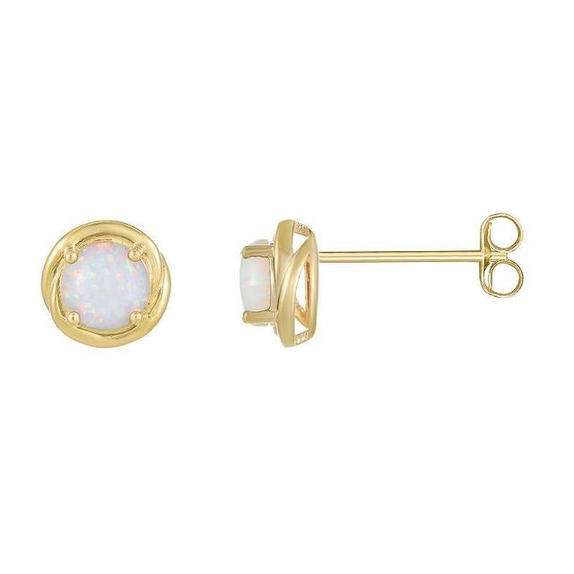 Gemminded 18k Gold Plated Sterling Silver & Lab-Created Opal Round Stud Earrings, Womens, Gold Tone Product Image