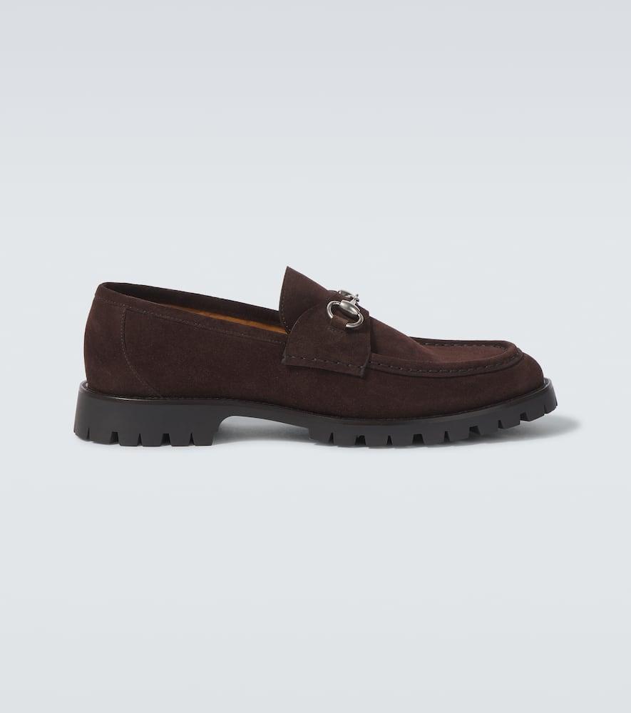 GUCCI Horsebit Suede Loafers In Brown Product Image