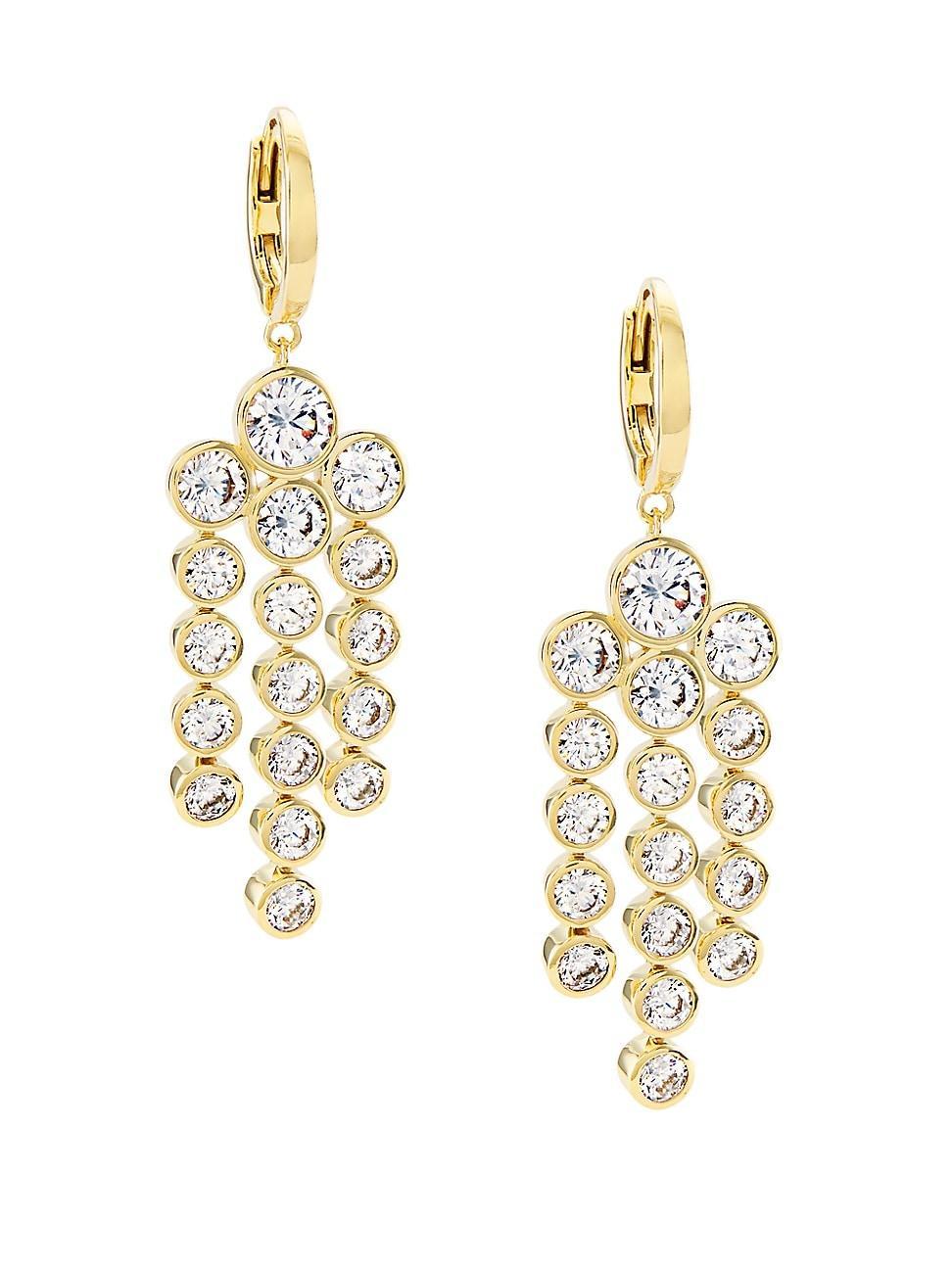 Womens Basel 18K-Gold-Plated & Cubic Zirconia Small Chandelier Earrings Product Image