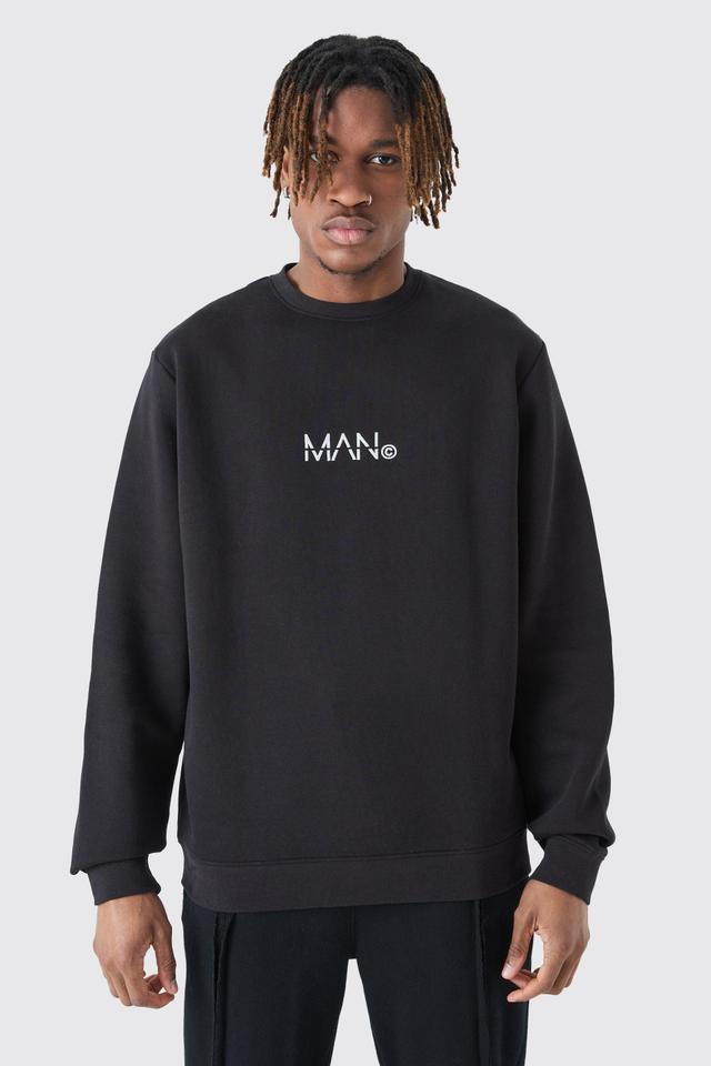 Tall Man Dash Crew Neck Sweatshirt In Black | boohooMAN USA Product Image