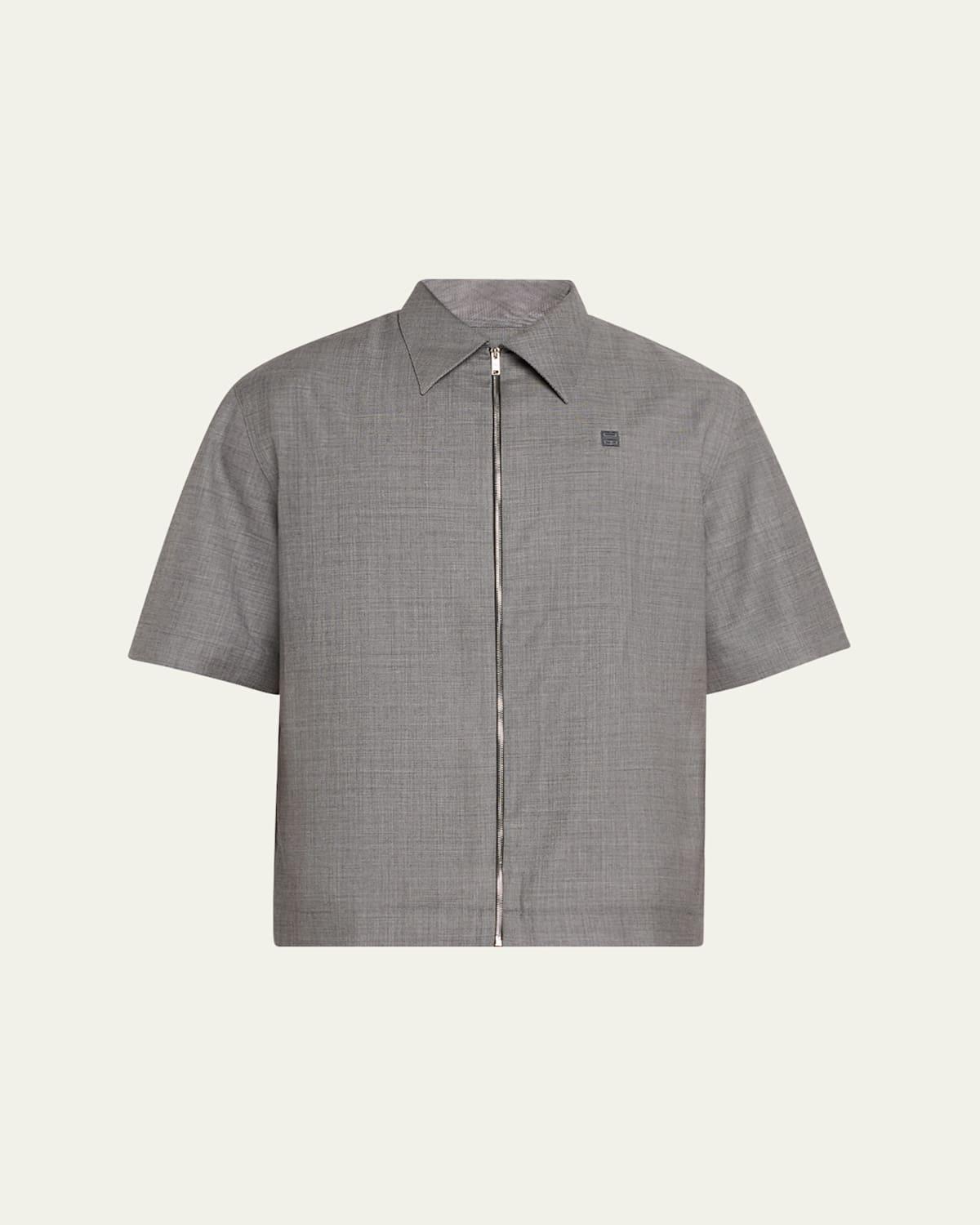 Mens Plage Zipped Shirt in Wool with 4G Detail Product Image