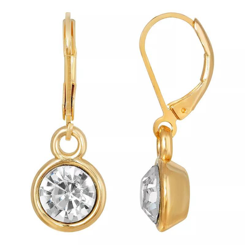 1928 Gold Tone Minimalist Simulated Crystal Drop Earrings, Womens Product Image