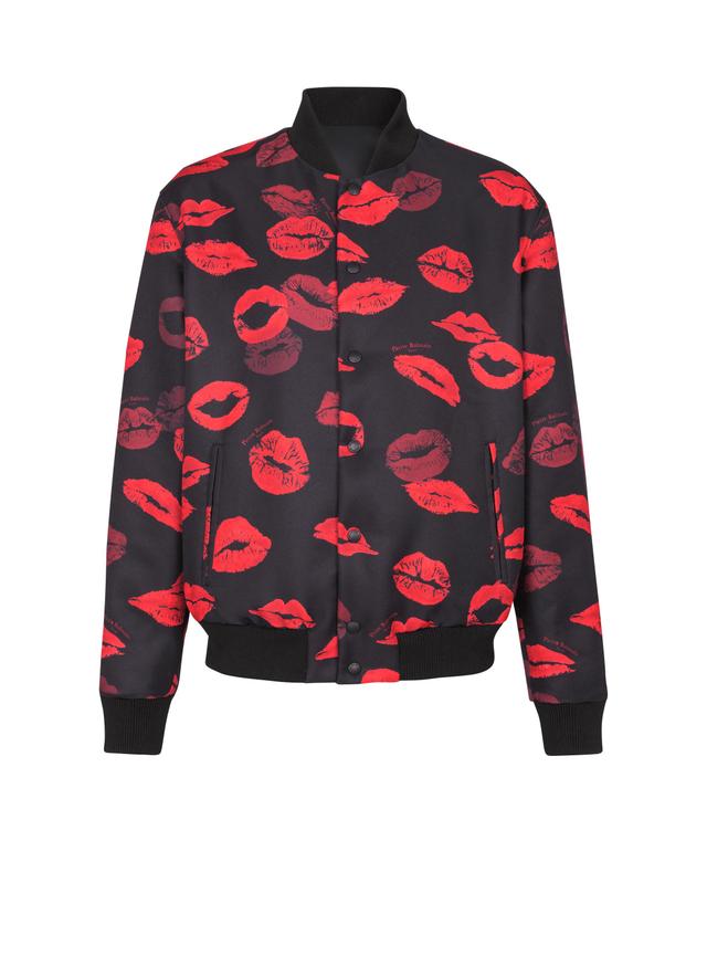 Reversible bomber jacket in plain and Kiss-print nylon Product Image