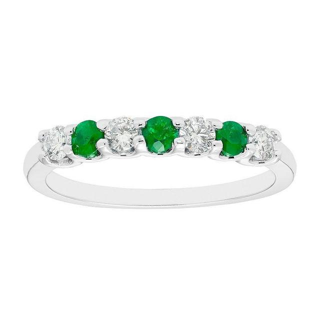 The Regal Collection 14k White Gold Emerald & 1/8 Carat T.W. Diamond Stackable Ring, Womens 14k Whgold Product Image