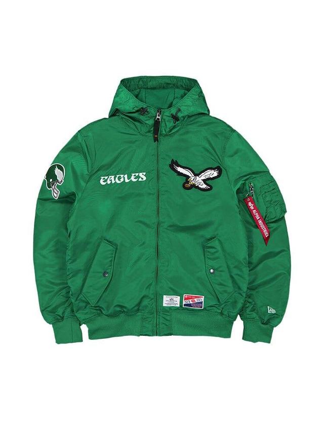 PHILADELPHIA EAGLES X ALPHA X NEW ERA L-2B BOMBER JACKET (GREEN) Product Image