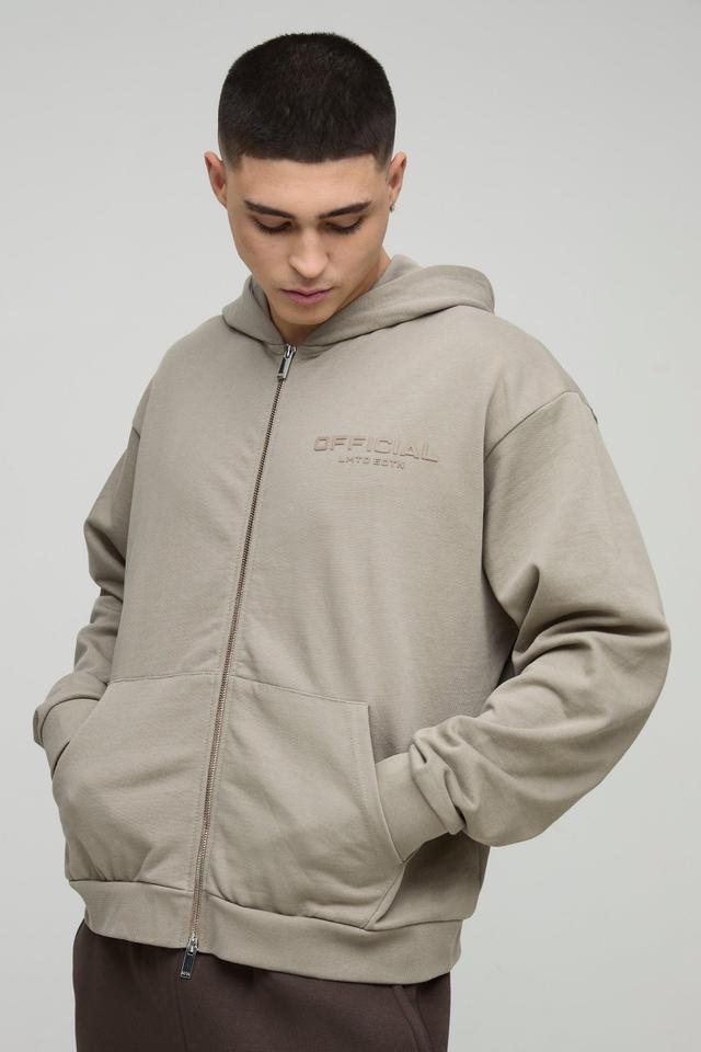 Oversized Boxy Heavyweight Zip Through Hoodie | boohooMAN USA Product Image