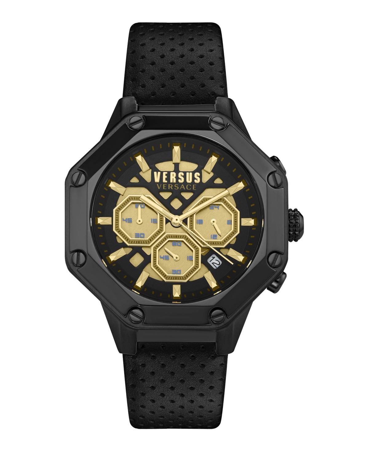 Versace Versus By Versace Mens Palestro Chronograph Black Leather Strap 45mm Watch Product Image