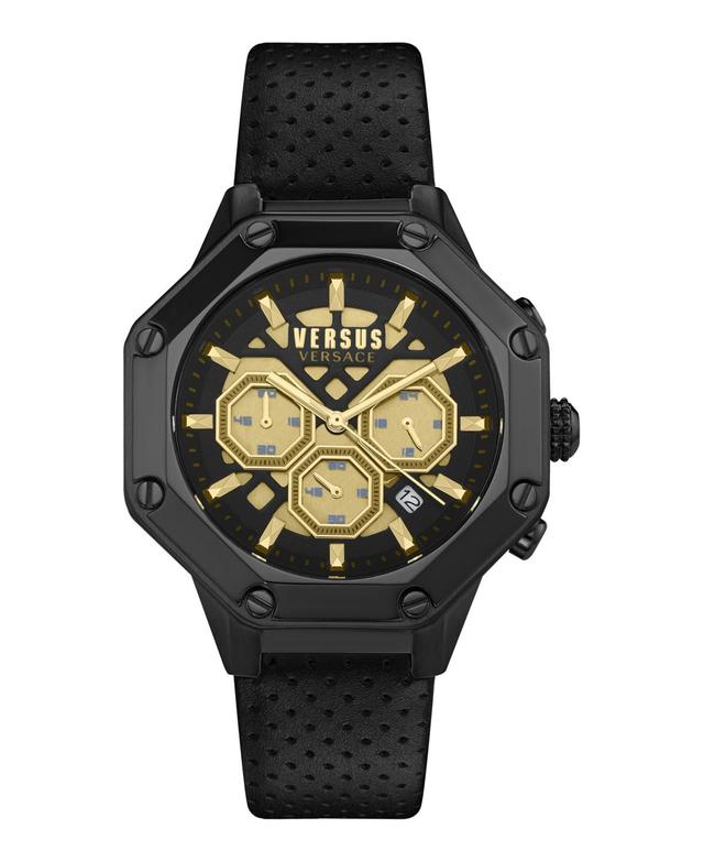 Versace Versus By Versace Mens Palestro Chronograph Black Leather Strap 45mm Watch Product Image