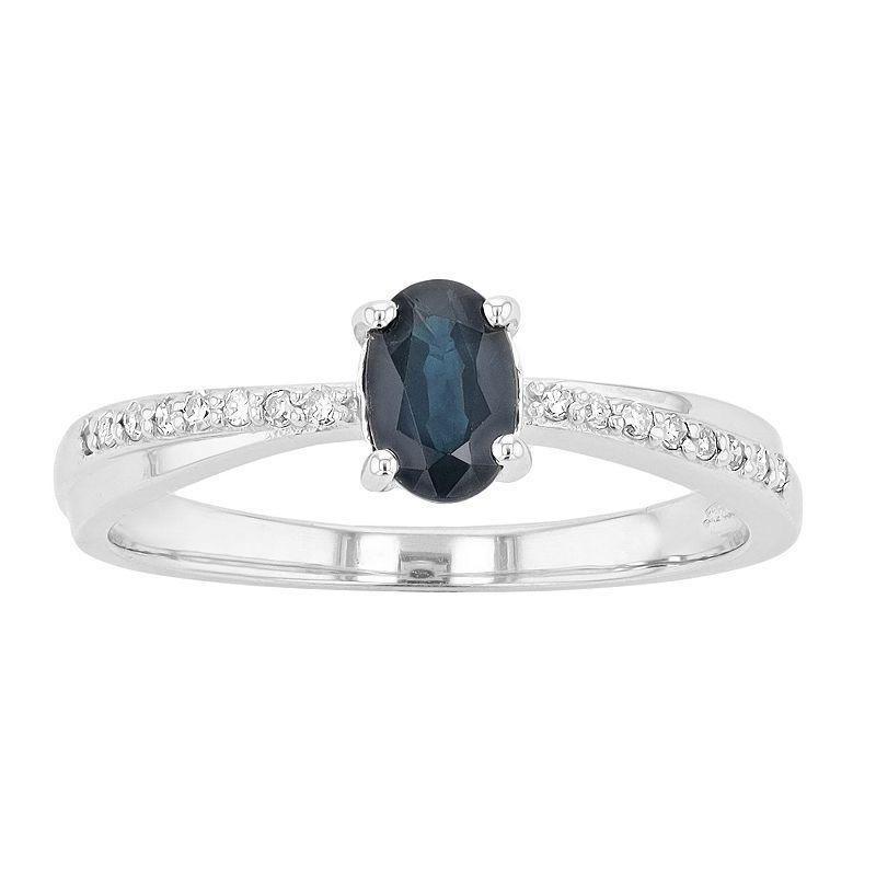 Gemminded 10k Gold White Sapphire & Diamond Accent Ring, Womens Blue Product Image