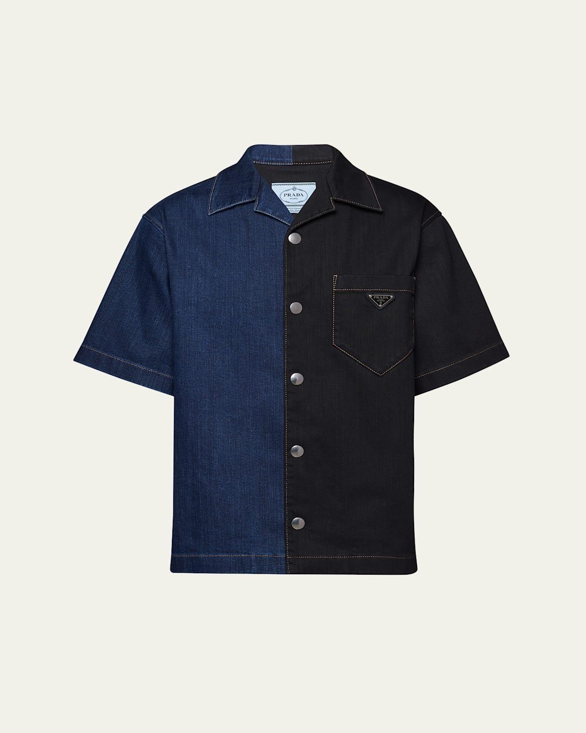 Mens Double Match Denim Shirt Product Image