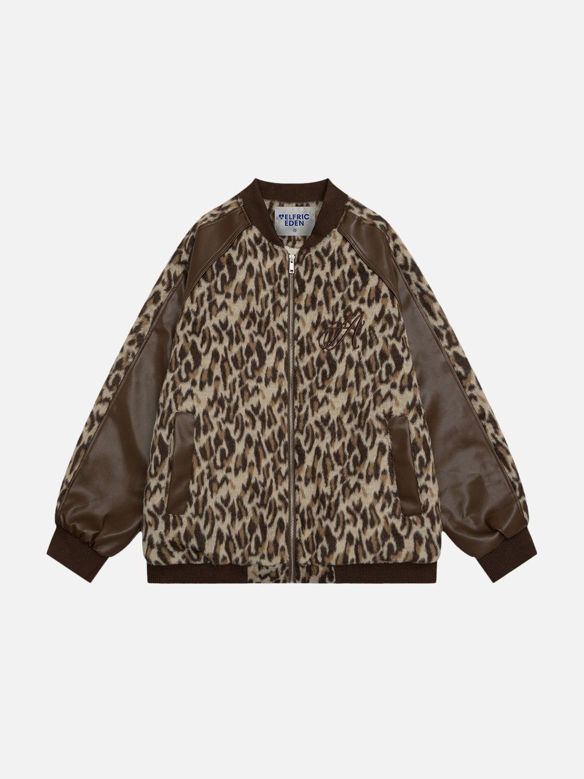 Aelfric Eden Leopard Print Varsity Jacket Product Image