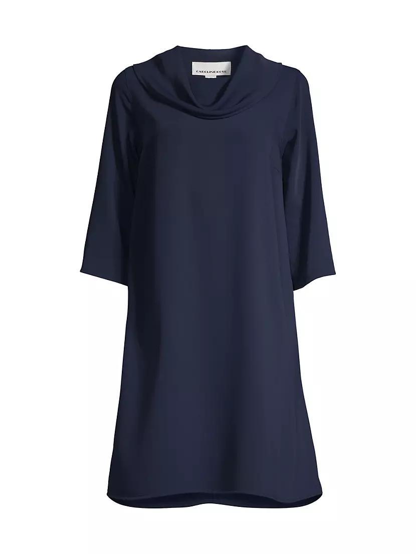 Cowlneck Crepe Shift Dress Product Image