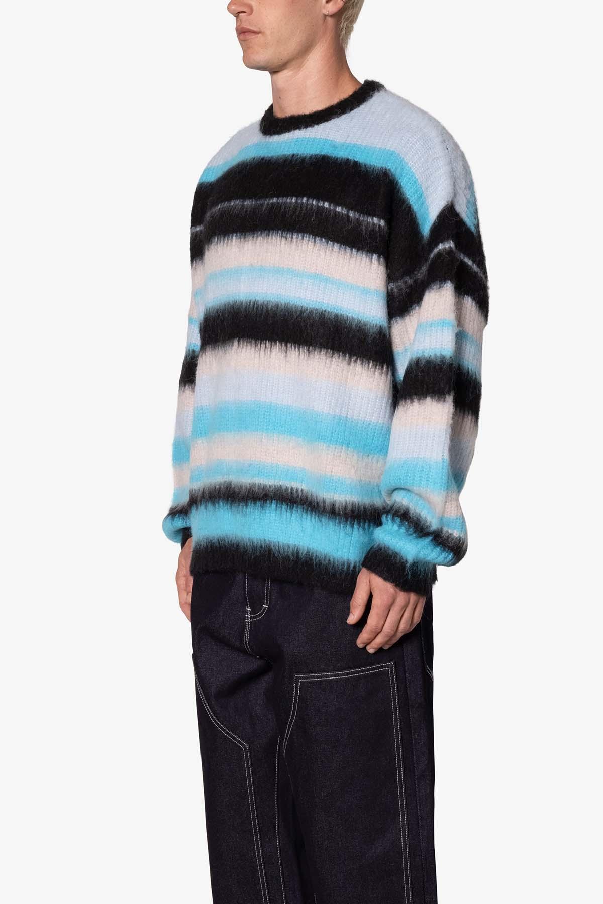 Oversized Water Striped Sweater - Blue Product Image