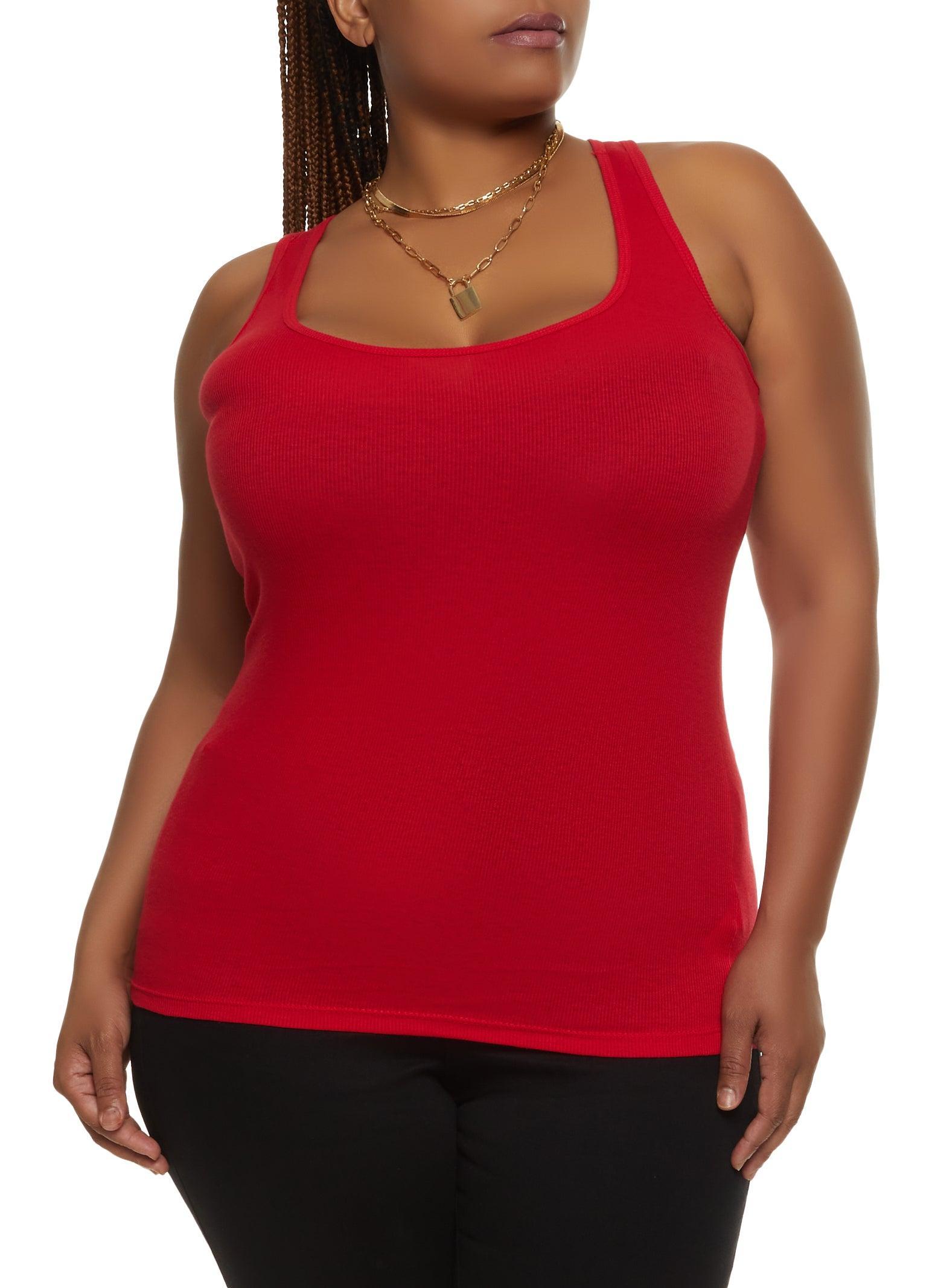 Womens Plus Size Ribbed Knit Racerback Tank Top product image