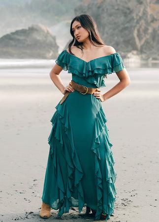 Sylvia Dress in Ocean Green Product Image