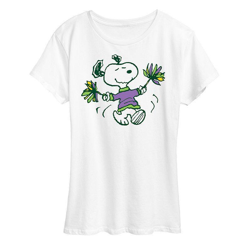 Womens Peanuts Snoopy Mardi Gras Cheer Graphic Tee Product Image