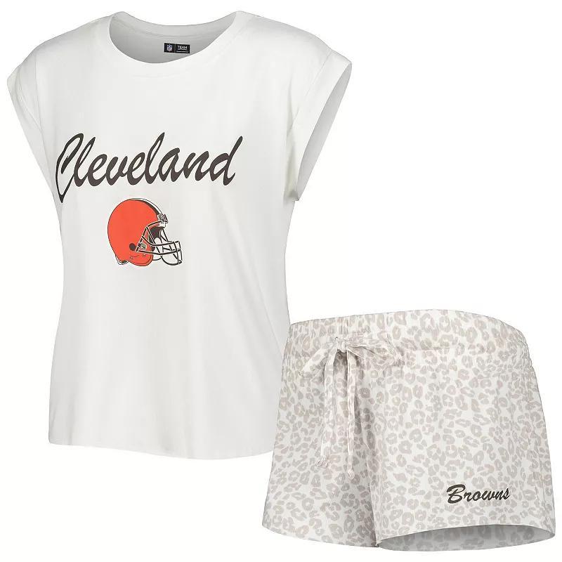 Womens Concepts Sport /Cream Cleveland Browns Montana Knit T-Shirt & Shorts Sleep Set Product Image