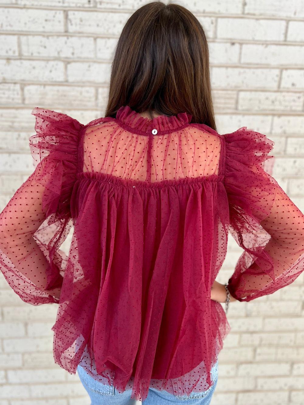 Cranberry Flare Blouse Product Image