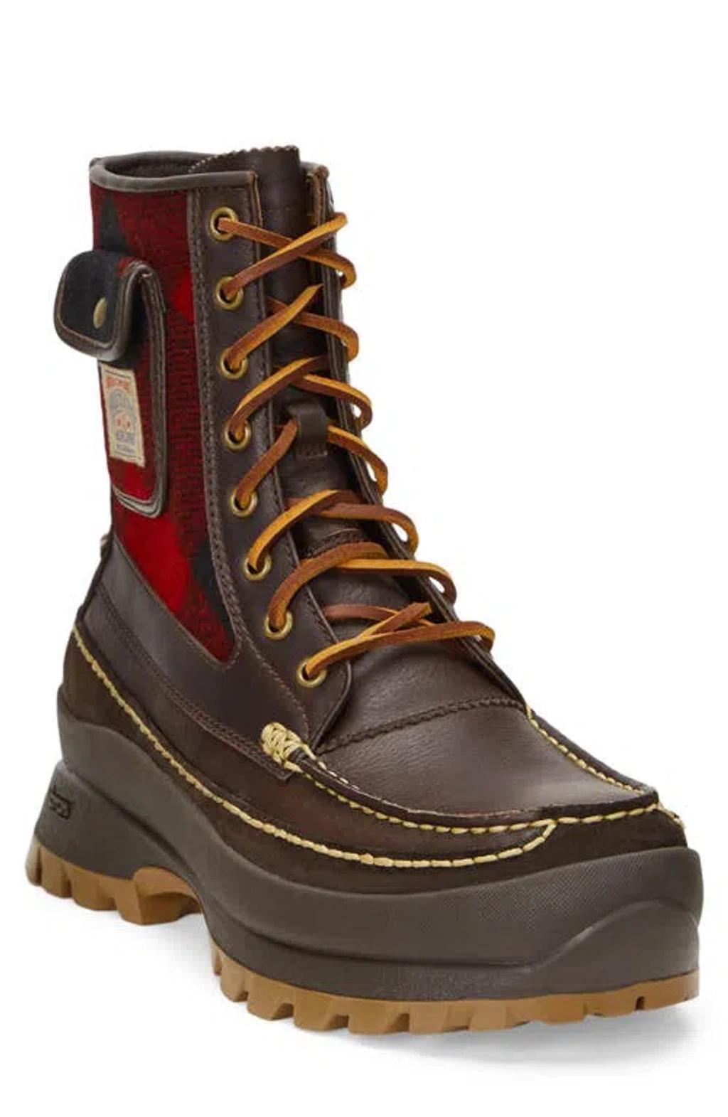 POLO RALPH LAUREN Lug Sole Leather Boot In Brown Product Image