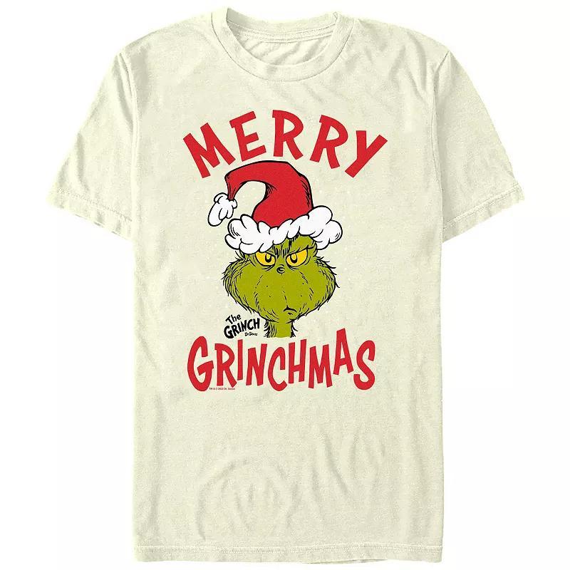 Big & Tall Dr. Seuss The Grinch Merry Christmas Graphic Tee, Mens Athletic Grey Product Image