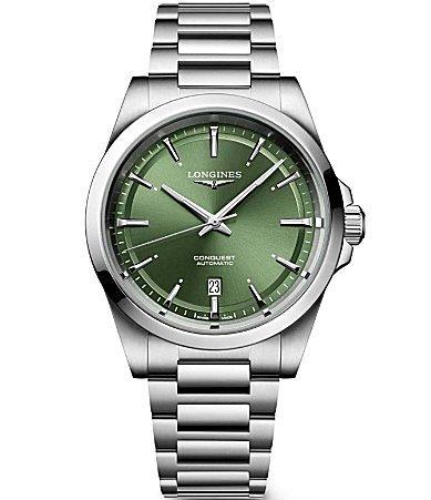 Longines Mens Swiss Automatic Conquest Stainless Steel Bracelet Watch 41mm - Silver Product Image