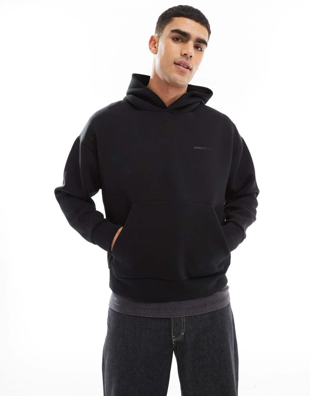 Jack & Jones oversized scuba hoodie in black Product Image