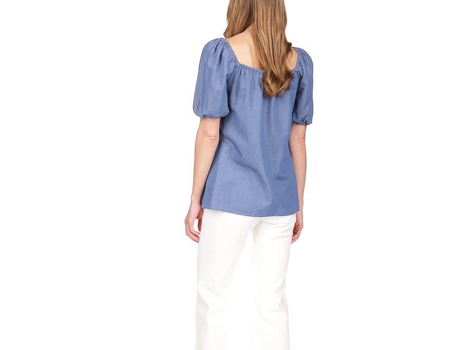 MICHAEL Michael Kors Chambray Square Neck Top (Light Cadet Wash) Women's Clothing Product Image