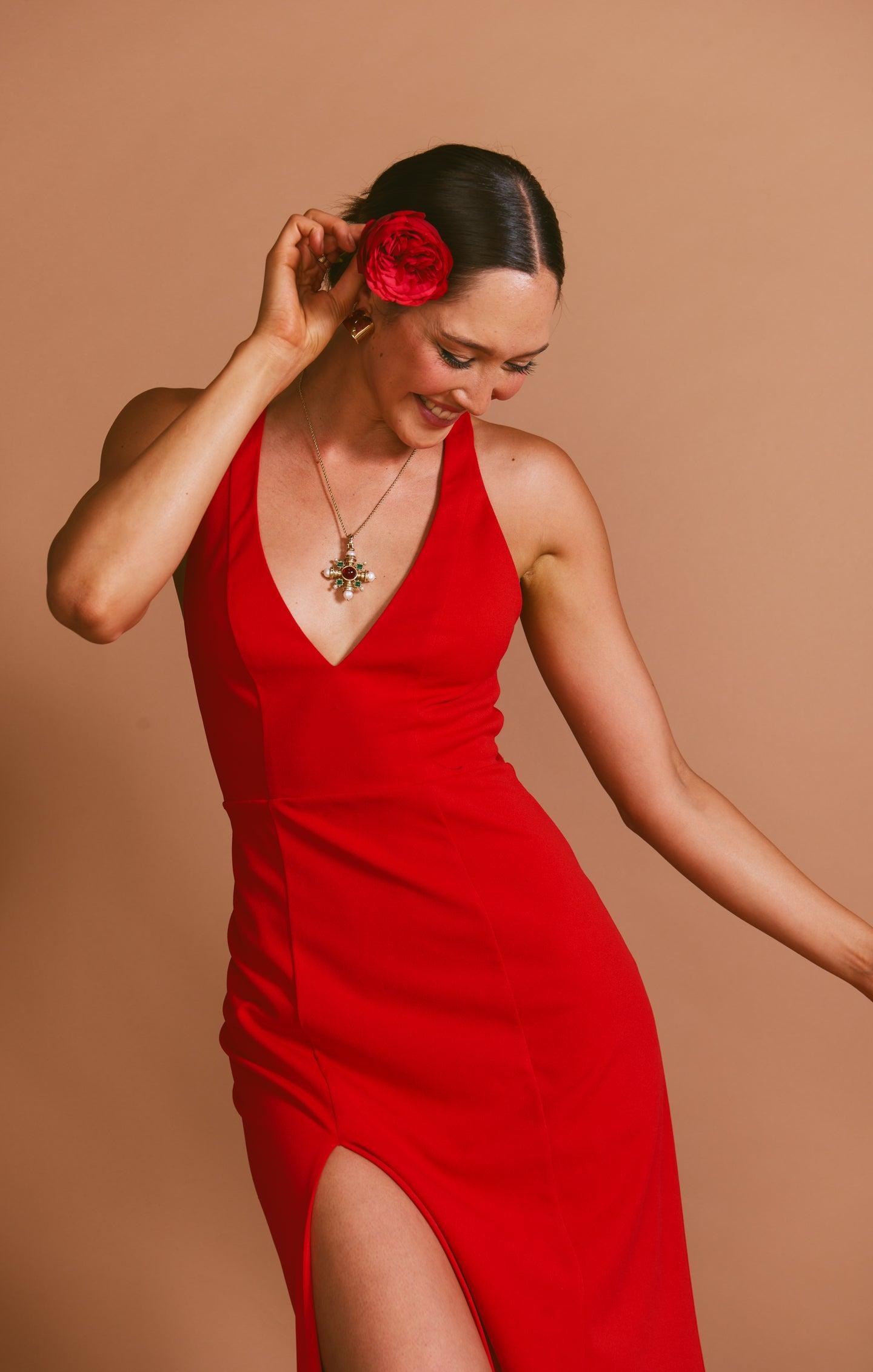 Rachel Maxi Dress ~ Red Stretch Product Image