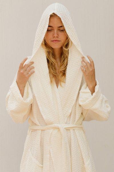 MagicLinen Waffle Hooded Bath Robe Womens at Urban Outfitters Product Image