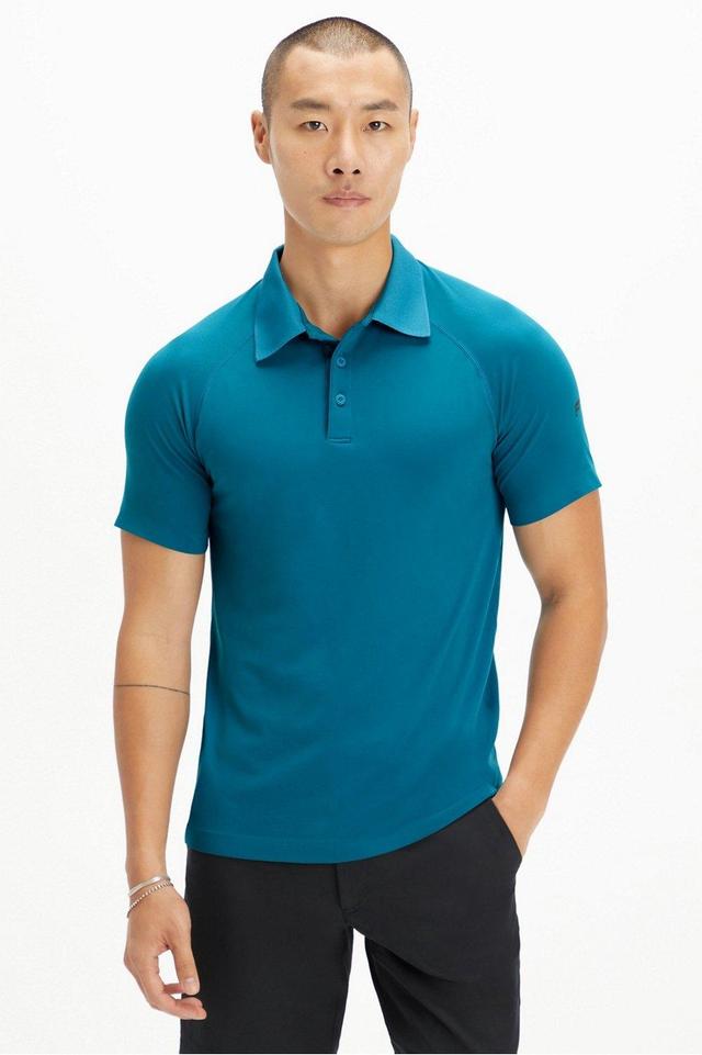 Fabletics Men The Training Day Polo male Nautical Teal Size XXL Product Image